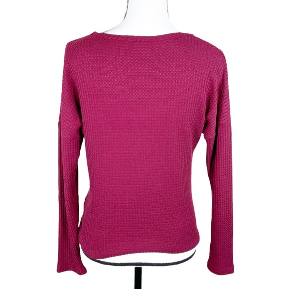 Altar’d State Waffle Knit Button Down Top with Tie - Picture 2 of 6